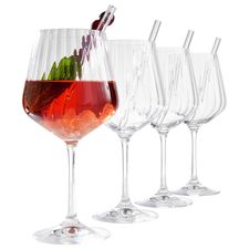 4 бокала Gin Tonic TASTES GOOD, 640 мл + 4 трубочки + 1 щетка для чистки , хрустальное стекло, Nachtmann