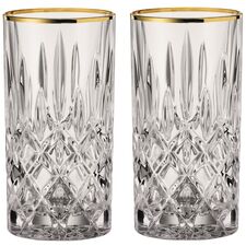 Набор высоких стаканов Noblesse GOLD, 375 мл, 2 шт, бессвинцовый хрусталь, золото 24к, Nachtmann
