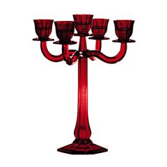 Подсвечник 5-рожковый Ravello, 30 см, красный, хрусталь, Nachtmann