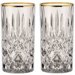 Набор высоких стаканов Noblesse GOLD, 375 мл, 2 шт, бессвинцовый хрусталь, золото 24к, Nachtmann