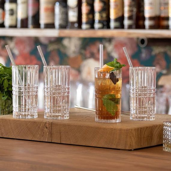 Набор стаканов Square "TASTES GOOD" 4 высоких стакана, 4 стеклянные соломинки,  Nachtmann, изображение 4