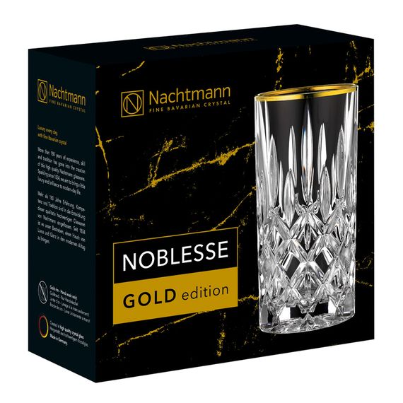 Набор высоких стаканов Noblesse GOLD, 375 мл, 2 шт, бессвинцовый хрусталь, золото 24к, Nachtmann, изображение 5