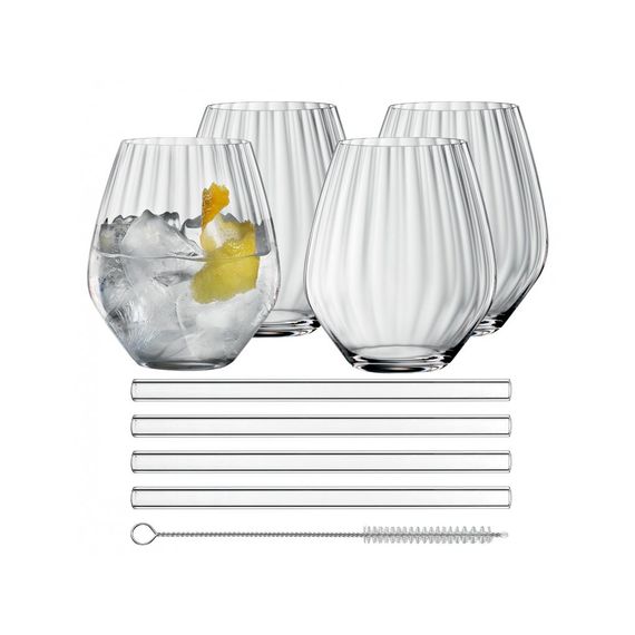 Набор бокалов Gin Tonic TASTES GOOD: 4 бокала 625 мл., 4 стеклянные соломинки, 1 щетка для чистки, Nachtmann